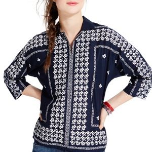 NEW Floral Bandana Split Neck Top Size L